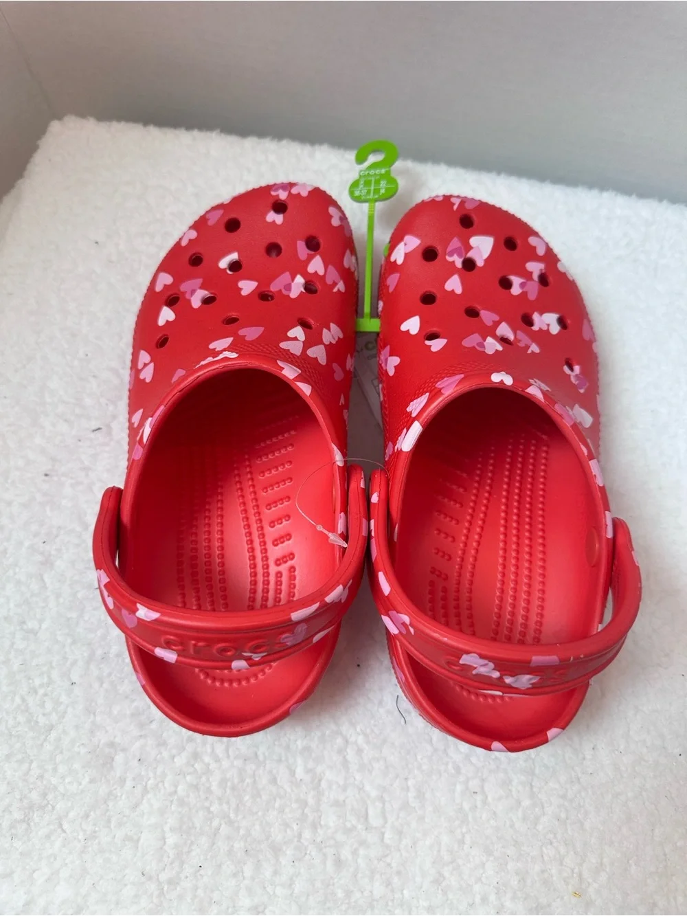 Kids Red Heart Print Crocs